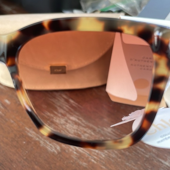 Chloe NWT CH0079S 001 Havana brown sunglasses with suede logo case and paperwork - Picture 10 of 16